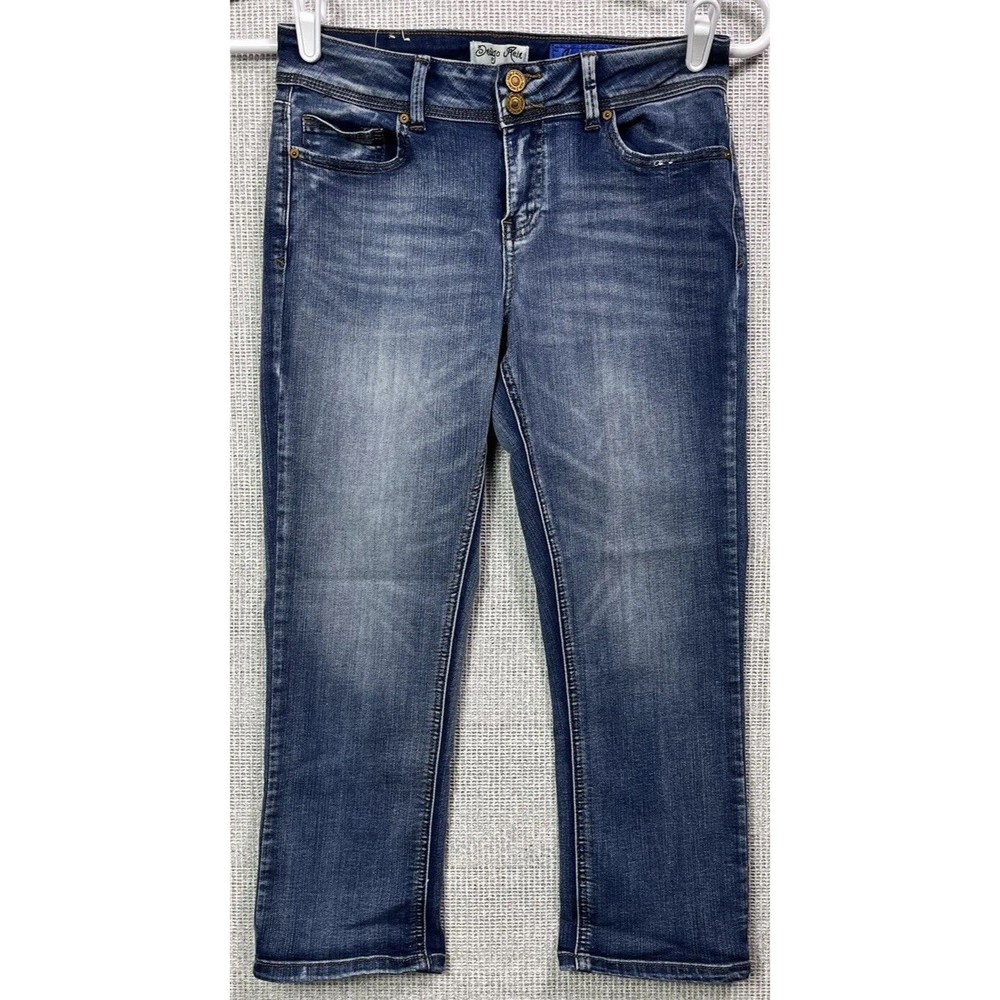 Indigo Rein Jeans Womens Size 7 Capri Mid Rise Stretch Medium Wash